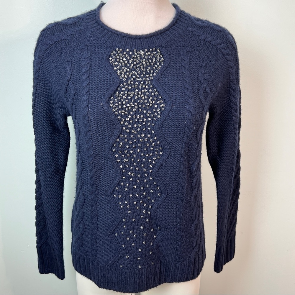 J. Crew Dark Blue Sweater with Bead Accents - Picture 8 of 10